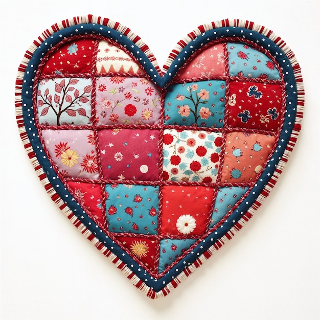 haftowane serce na kanwie